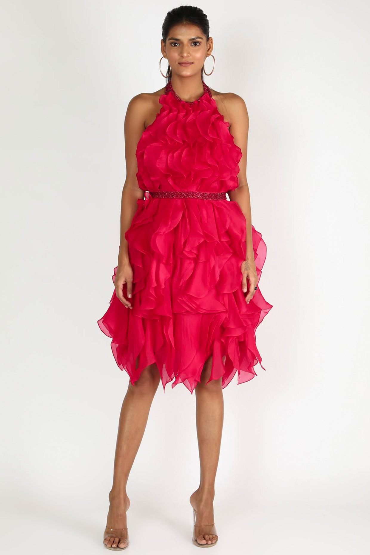 Fuchsia Ruffle Dress Design by SHRIYA ...